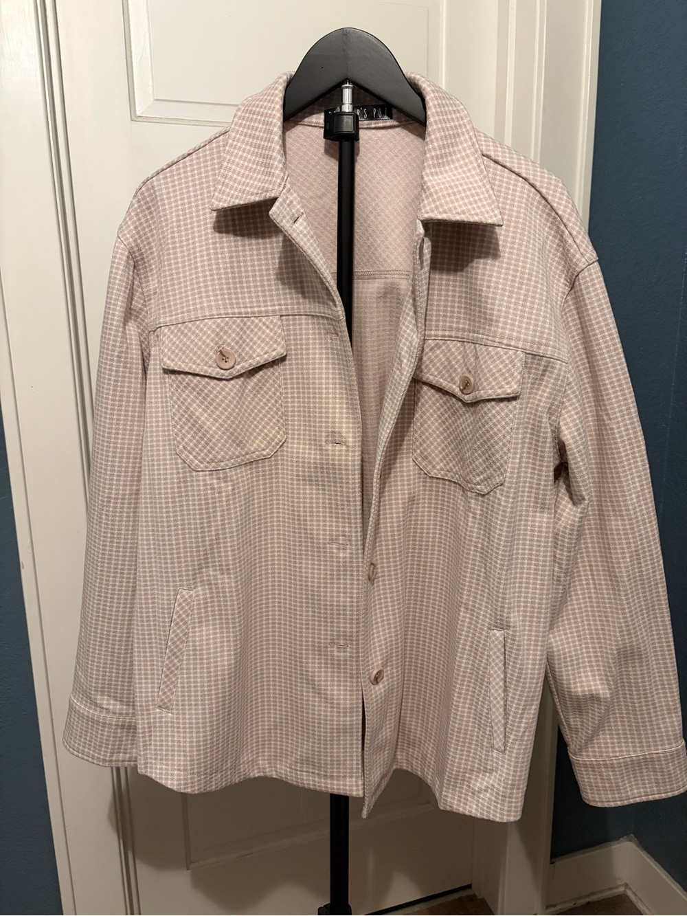 Potter's Pot Light Pink Check Button-Down Shirt Jacket